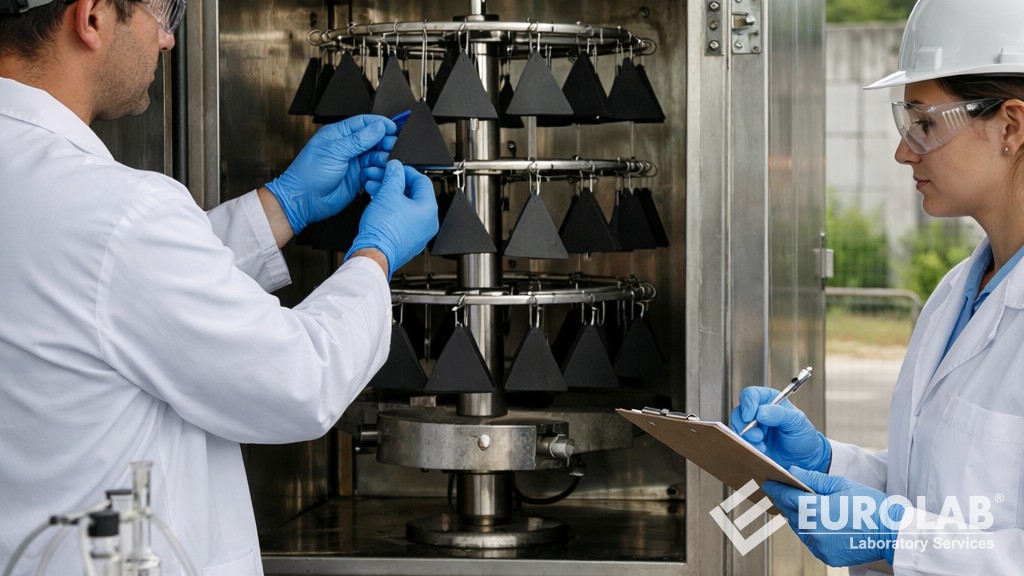 ASTM D1171 Kauçuk Bozulması - Dış Mekanda Yüzey Ozon Çatlaması (Üçgen Numuneler)