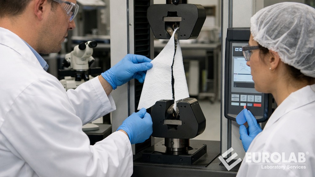 ASTM D5733 Trapezoid Yöntemiyle Dokumasız Kumaşların Yırtılma Mukavemetinin Belirlenmesi