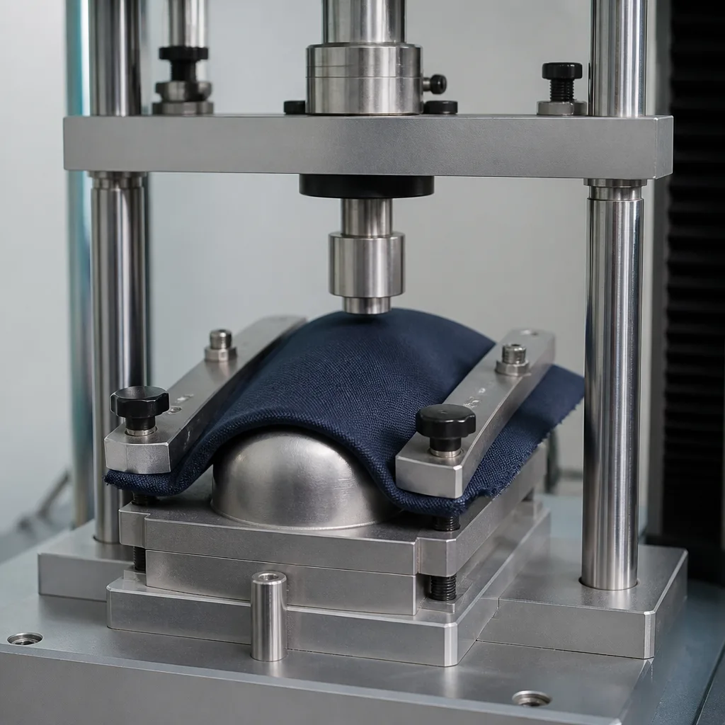 DIN 53860-1 Tekstil Testleri - Tekstil Kumaşlarının Şişme Eğiliminin Test Edilmesi - Dirsek Testi, Statik Gerilme