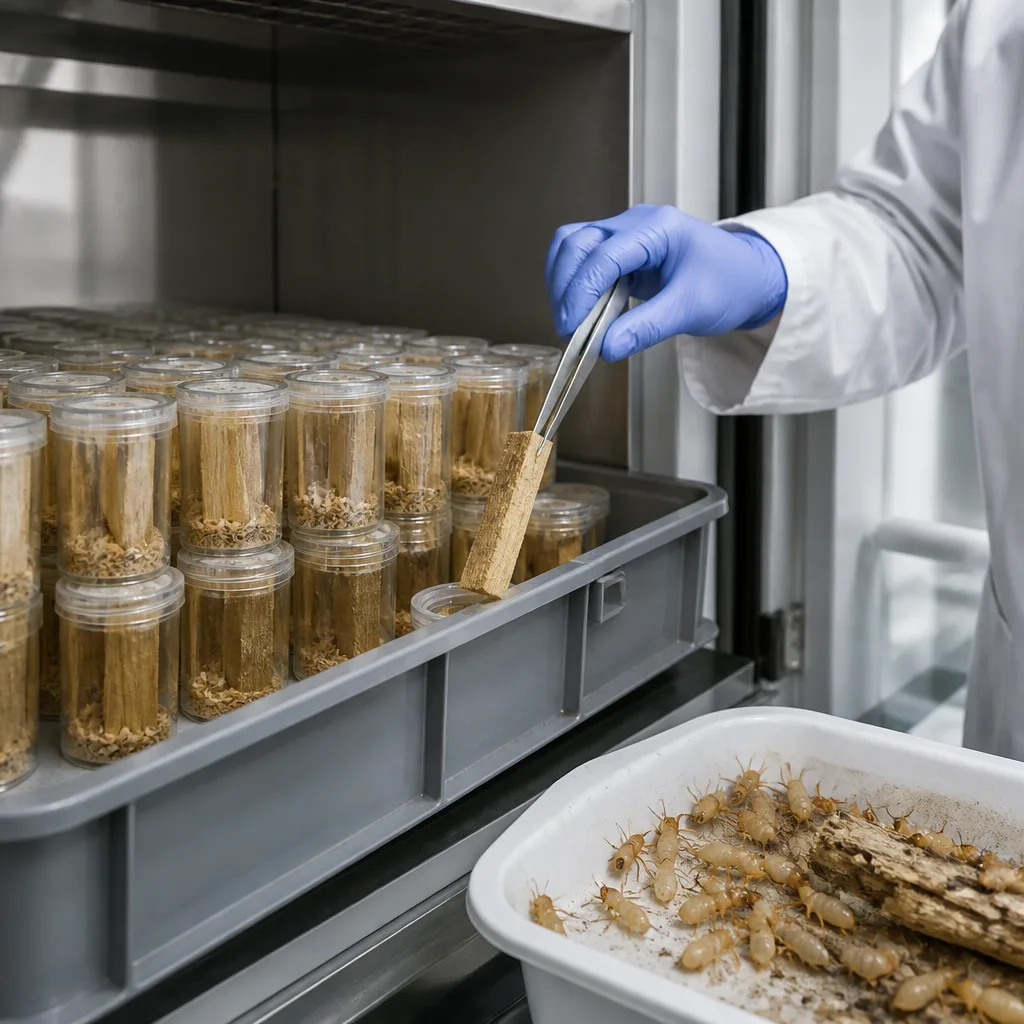 EN 117 Produits de préservation du bois - Détermination des valeurs de toxicité contre les espèces de Reticulitermes (termites européens) EN 117 Produits de préservation du bois - Détermination des valeurs de toxicité contre les espèces de Reticulitermes (termites européens)